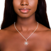 14K White Gold Diamond Round Necklace